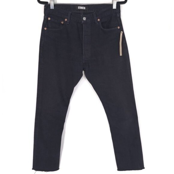 NWOT REFORMATION x Levis Women's Jeans 27 Straight Leg Black Button Fly USA MADE - Picture 1 of 10